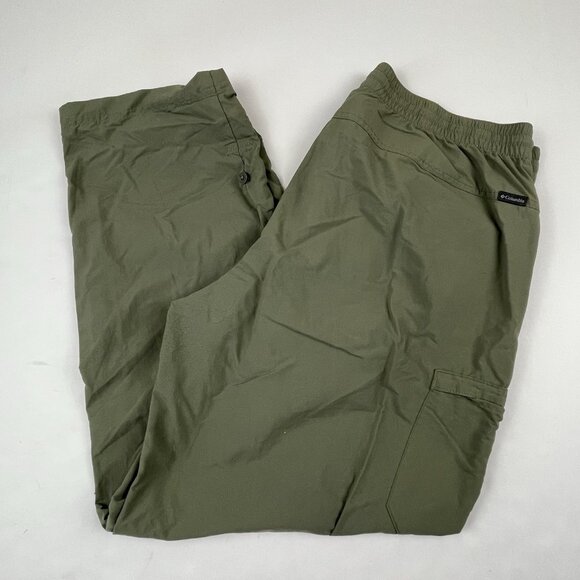 Columbia Cropped Hiking Pants Women’s L (32w/27ins) Roll Tab Leg Nylon Green - Picture 1 of 8